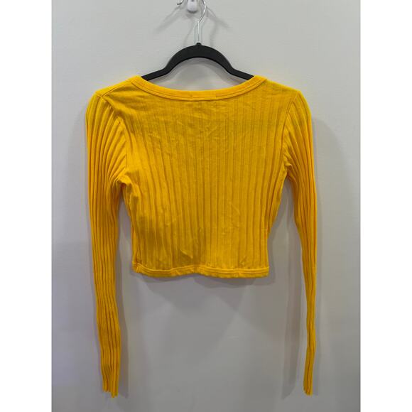 New Cotton Citizen Ribbed Capri Cropped Cardigan Yellow Women's Sz Medium - Picture 7 of 7